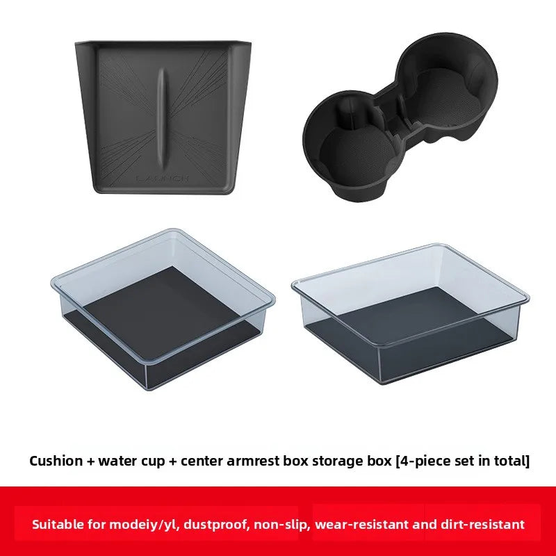 For Tesla Model Y / New Model 3 Highland Center Console Armrest Hidden Storage Box ABS Organizer Tray Accessories