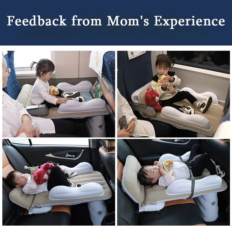 Infant Inflatable Mattress Kids Car Rear Car Mat Foldable Airplane Mattress Outdoor Travel Thickened Flocking Air Mattress