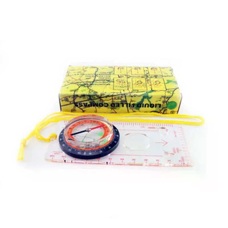 Portable Compass Scale Ruler Multifunction Map Ruler With Lanyard For Outdoor Camping Hiking