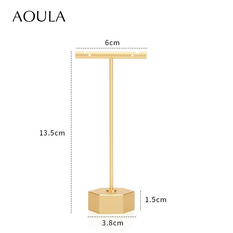 Luxury Dangle Earrings Display Metal Rack T Bar Stand Ring Jewelry Hanger Organizer Ear Studs Storage Holder Shelf Store Selling