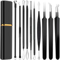 10pcs Pimple Popper Tool Kit Stainless Steel Blackhead Remover Tool Comedones Extractor for Forehead Facial Nose Removing Zit