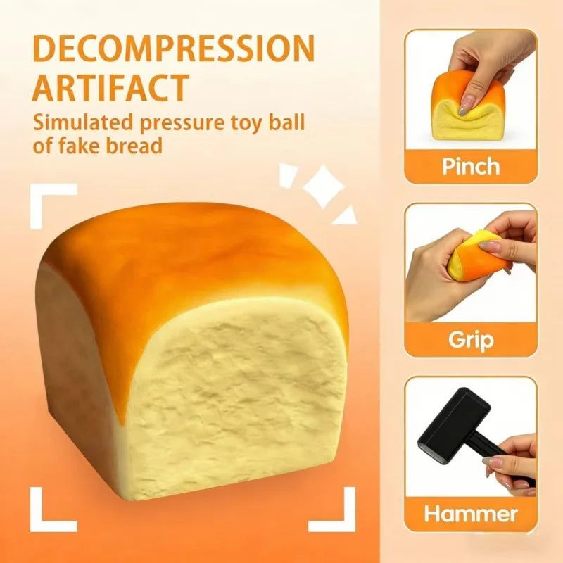 Bread Squishy Stress Toy Hawaiian Roll Slow Rising Foam Squeeze Toy for Kids&Adults Sensory Desk Stress Relief Novelty Gift