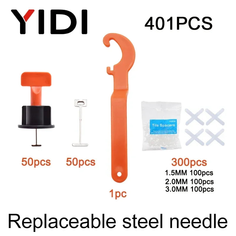 51/151/401/701pcs Tiles Leveling System Level Wedges Tile Cross Spacer Locator Resuable Replaceable Steel Heedle Leveler Tools