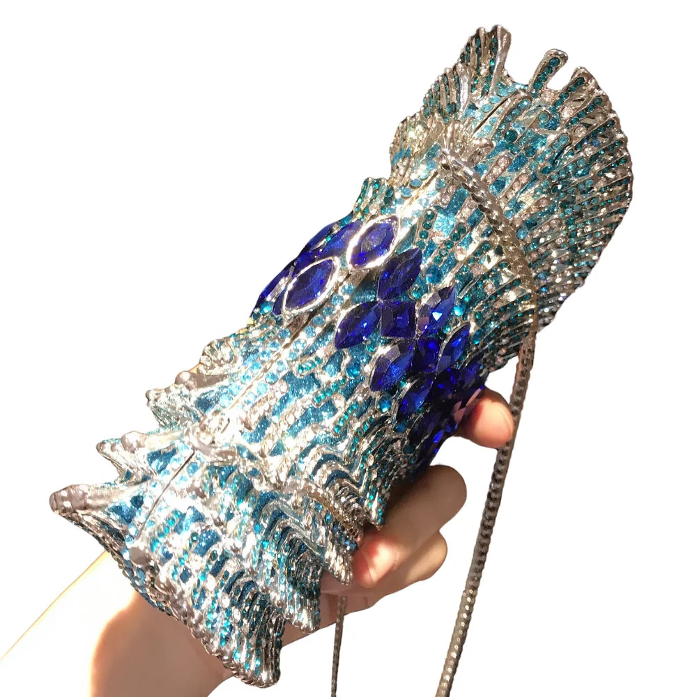 Factory Wholesale Liner Full Rhinestone Crystal Handmade Bridal Party Ladies Clutch Bag Radial Shape Evening Bag
