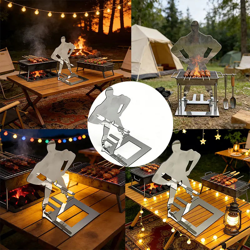 Portable Stainless Steel Hot Dog Barbecue Grill Easy Clean Fun Sausage Fork Barbecue Skewer Set Outdoor Picnic Cooking Tools