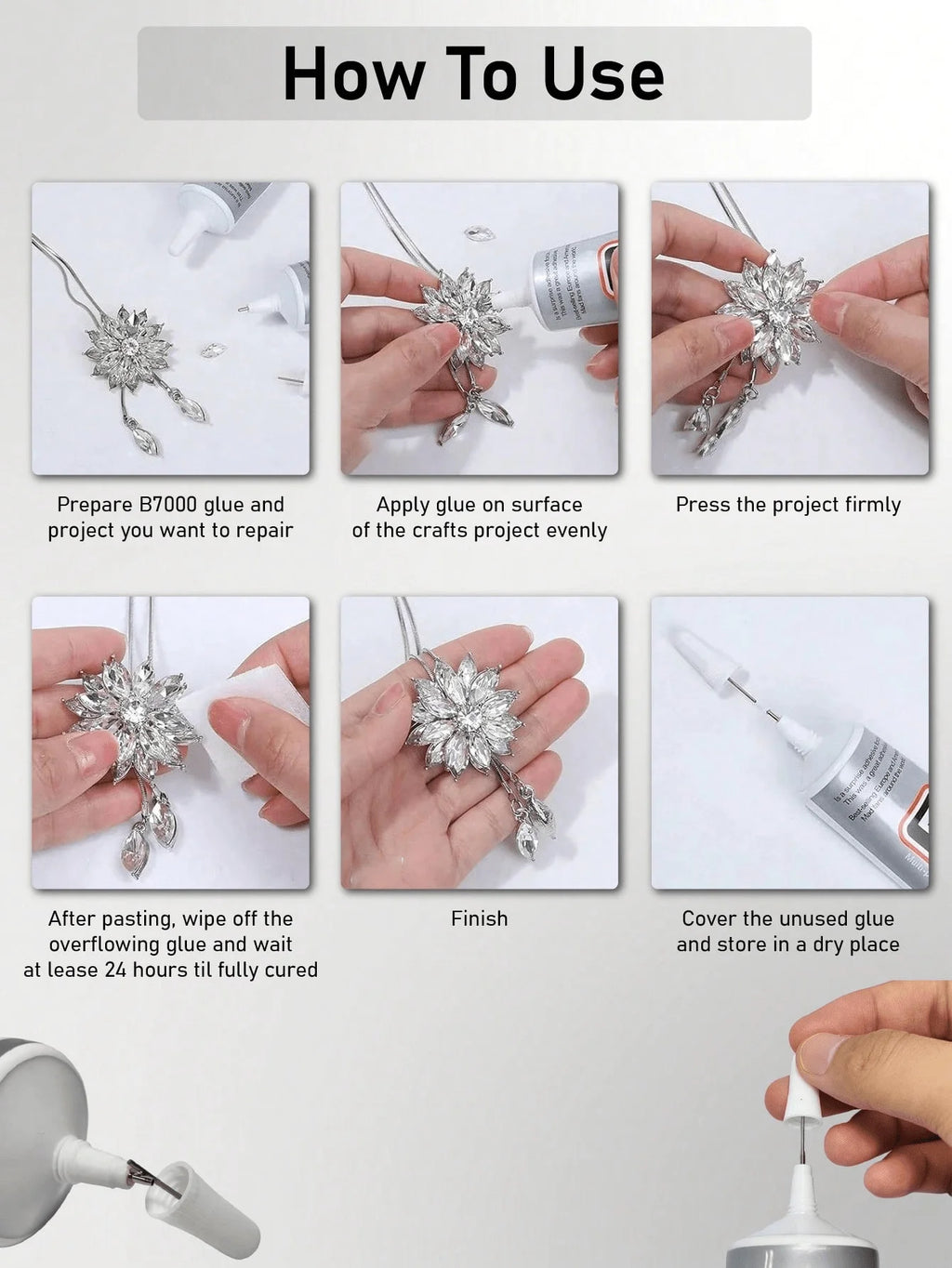 B-7000 Jewelry Glue,Strong Adhesive Bead Glue with Precision Tip,Quick Dry Adhesive for Jewelry Making Clothe Fabric DIY Crafts.