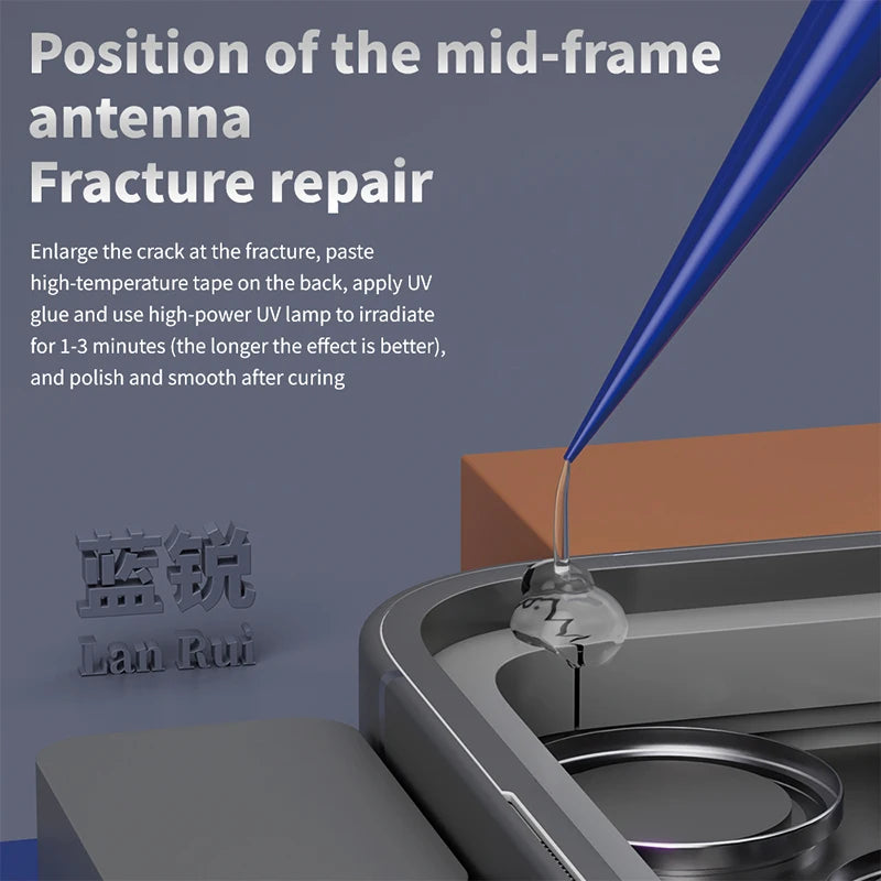 Lanrui M82 intermittent paste broken frame repair button irradiation uv glue purple light glue camera frame broken repair
