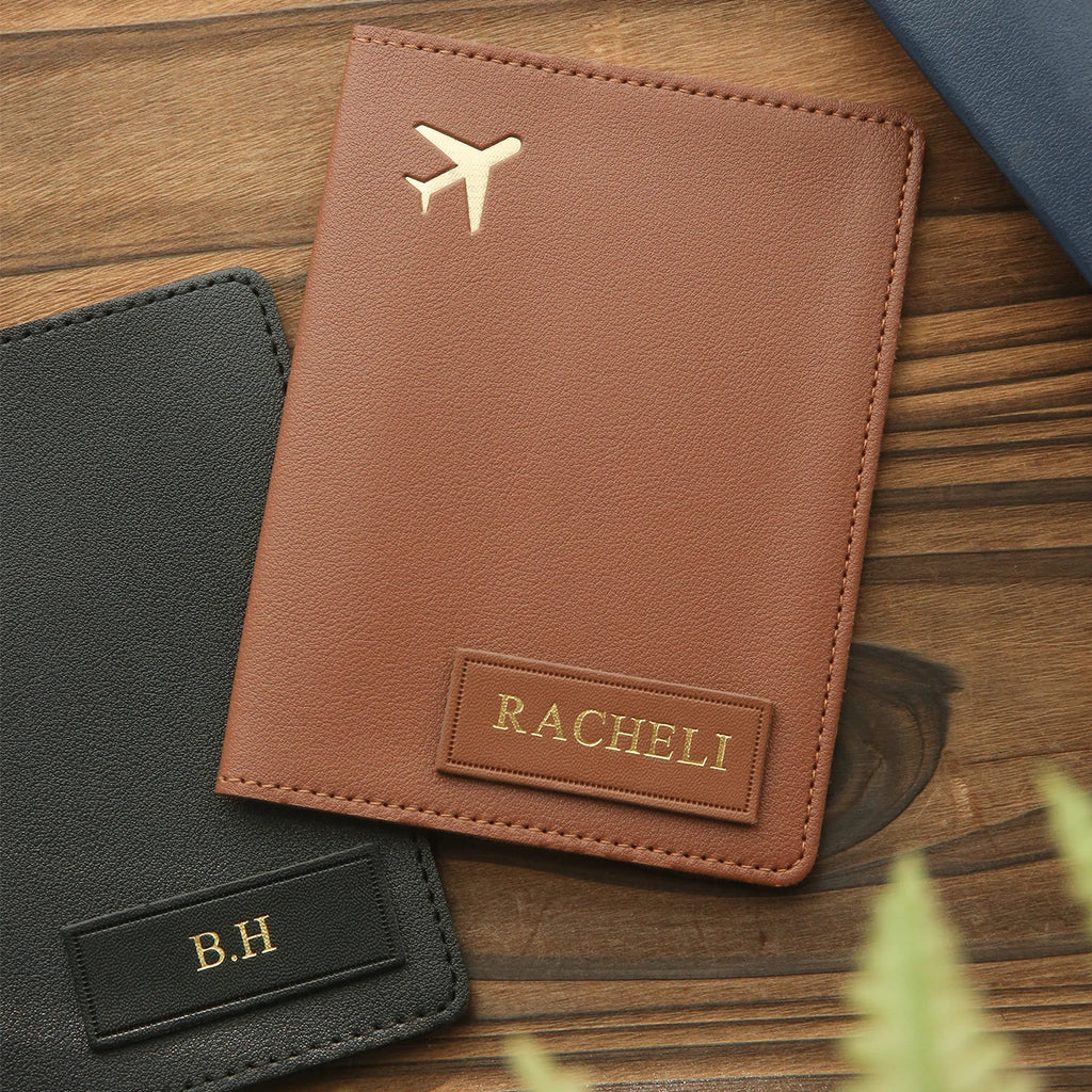 Custom Hot Stamping Name Passport Cover Minimalist Leather Passport Holder Personalized Travel Document Case, Unique Travel Gi