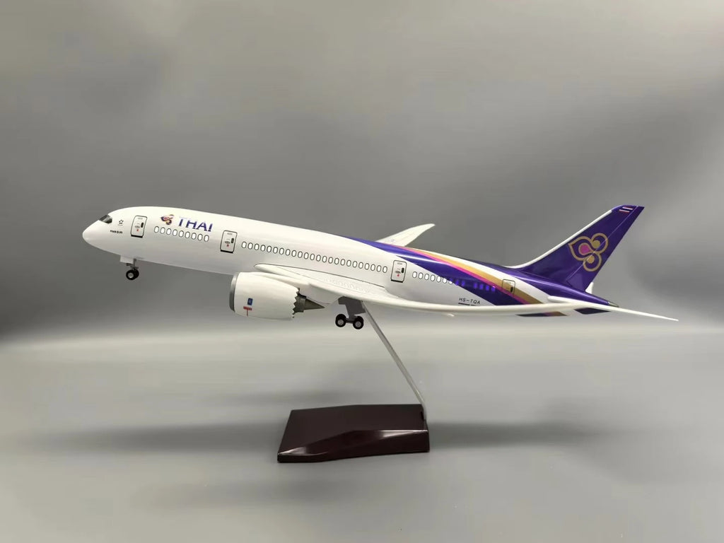 Scale Aircraft B787 Thailand Airways Model Plane 43cm Diecast Airplane Resin With Lights And Wheels Boys Collectible Miniatures