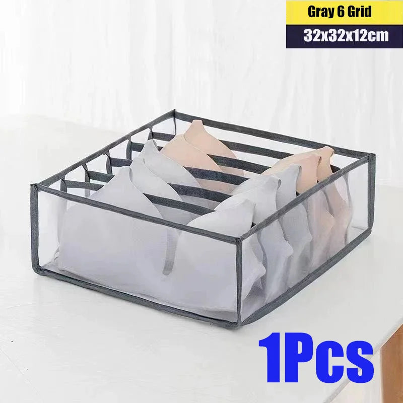 Underwear Drawer Organizer Storage Box Gruds Foldable Closet Organizers Trancparent Mesh Drawer Divider For Underpants Socks Bra