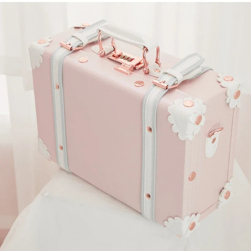 20 "22" 24 "26  Retro Travel Suitcase PU Leather Luggage Set With Wheels Rolling Trolley Case Pink Big Capacity Portable Valise