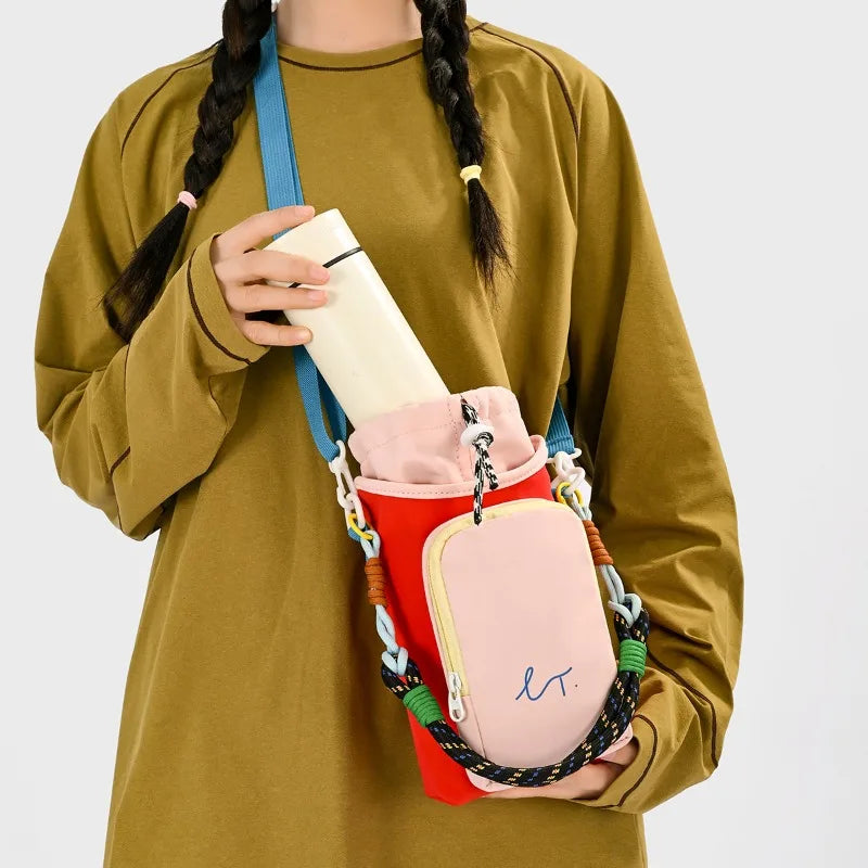 Lightweight Mini Crossbody Water Bottle Bag For Outdoor Sports Women Casual Simple Small Square Bag For Phone And Coin