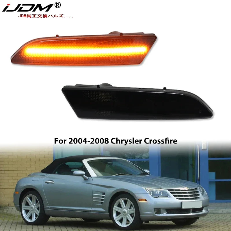 2PCS Amber Yellow Front Side Marker LED Lights For 2004-2008 Chrysler Crossfire Front Bumper Turn Signal Lamp Assembly 12V T10