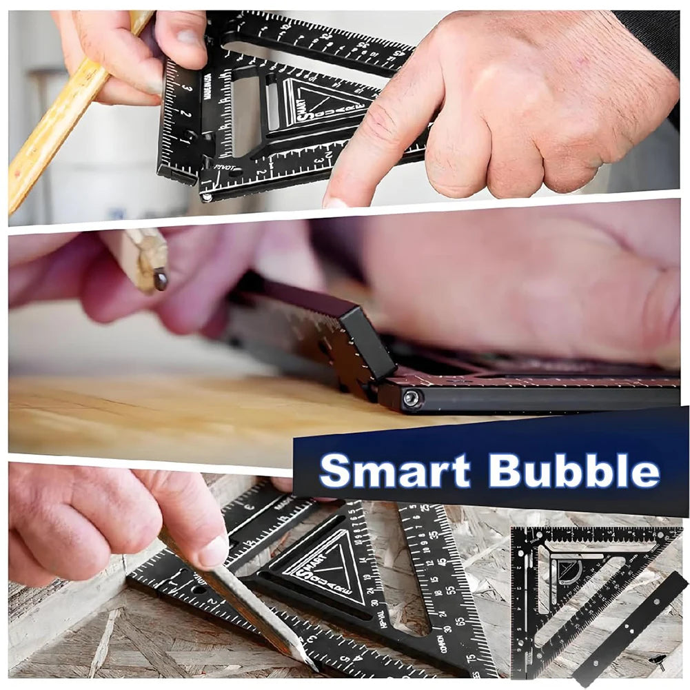 Smart-Squares Tool Adjustable Woodworking Rafter-Square with Level Aluminum Alloy for Precise Marking Layout for Measuring