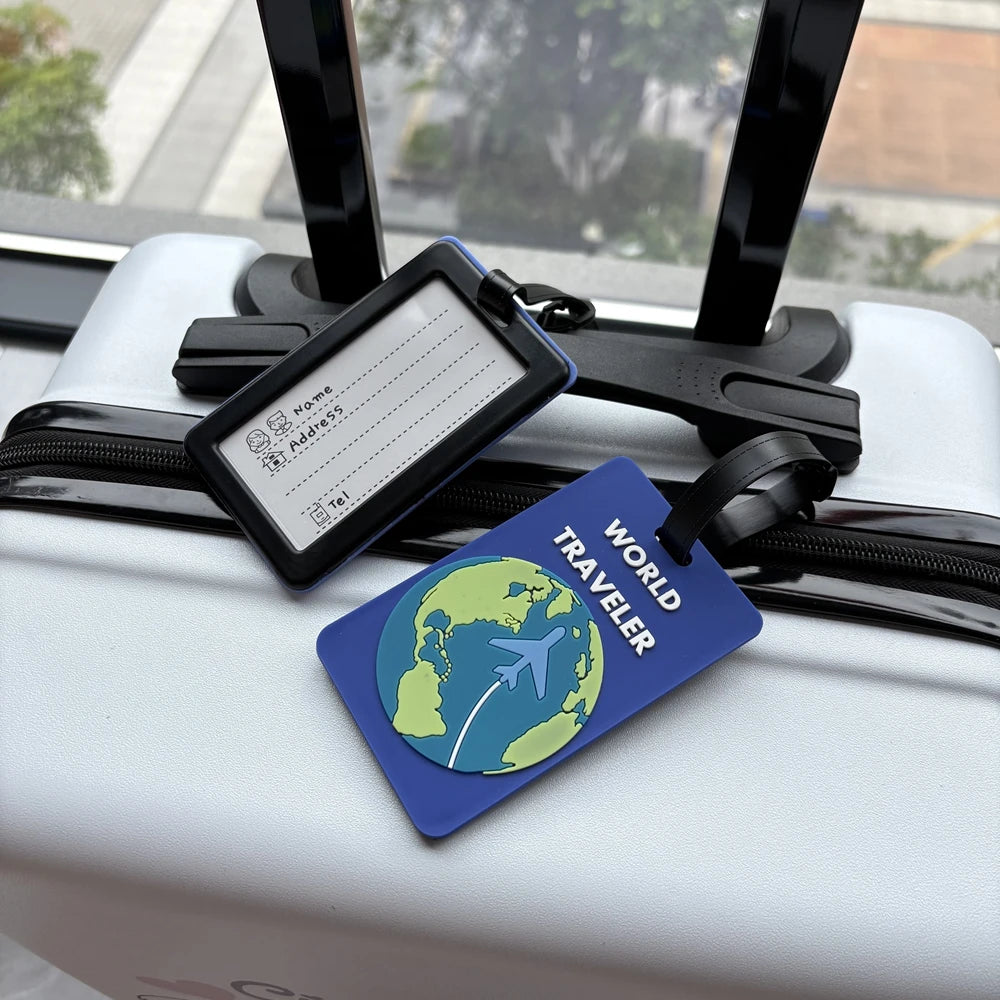 1/2Pcs Earth Style Luggage Tag Pendant Luggage Bag Station Airport Travel Anti-Loss Tag Can Write Information Identification Label