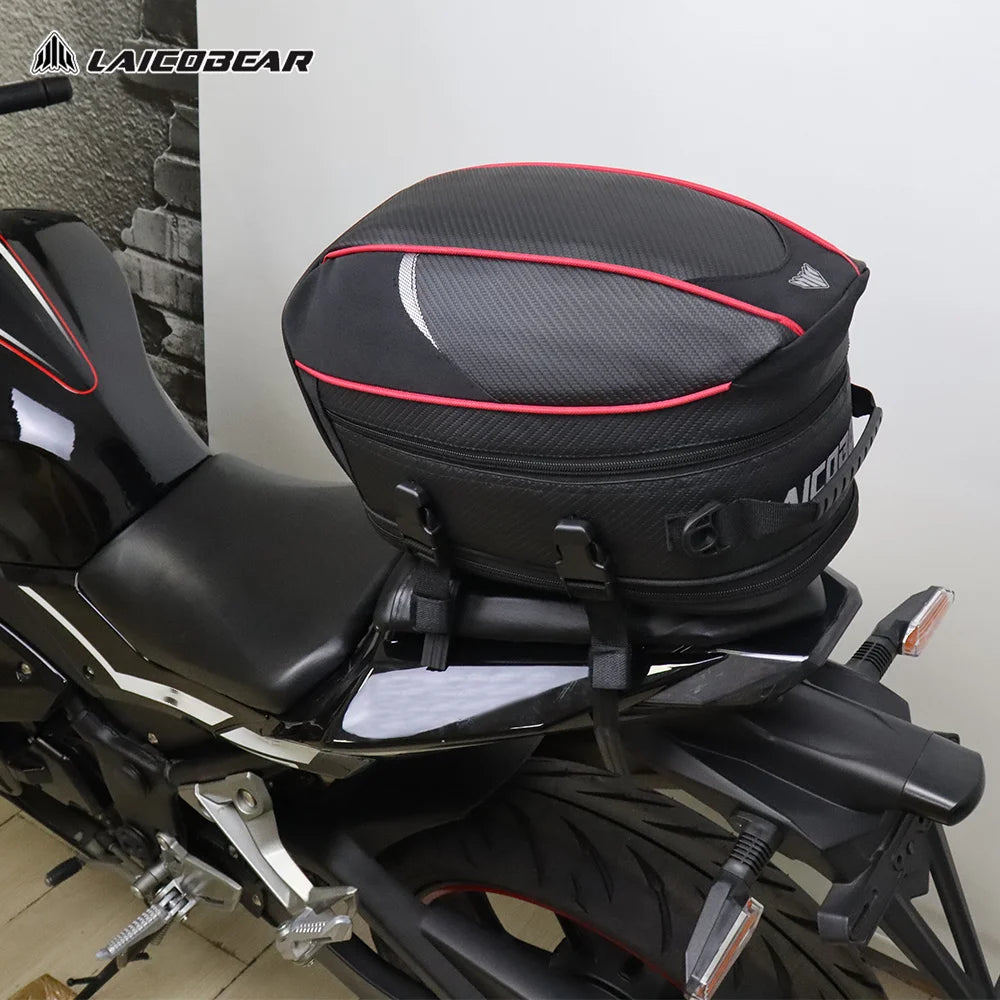 Motorcycle Tail Bag Black Motorbike Waterproof Tail Travel Rider Luggage Rear Back Seat Bag Large Capacity Saddle Bag