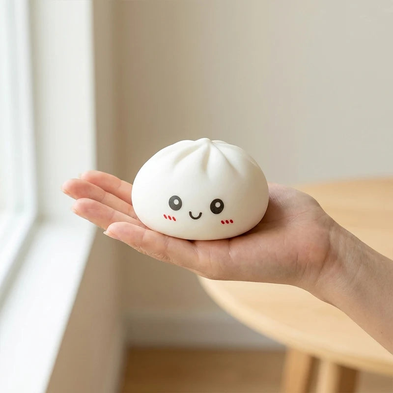 Colorful Dumpling Squishy Stress Relief Balls with Steamer Reusable Rebound Squeeze Reliever Dough Ball Home Office Gifts