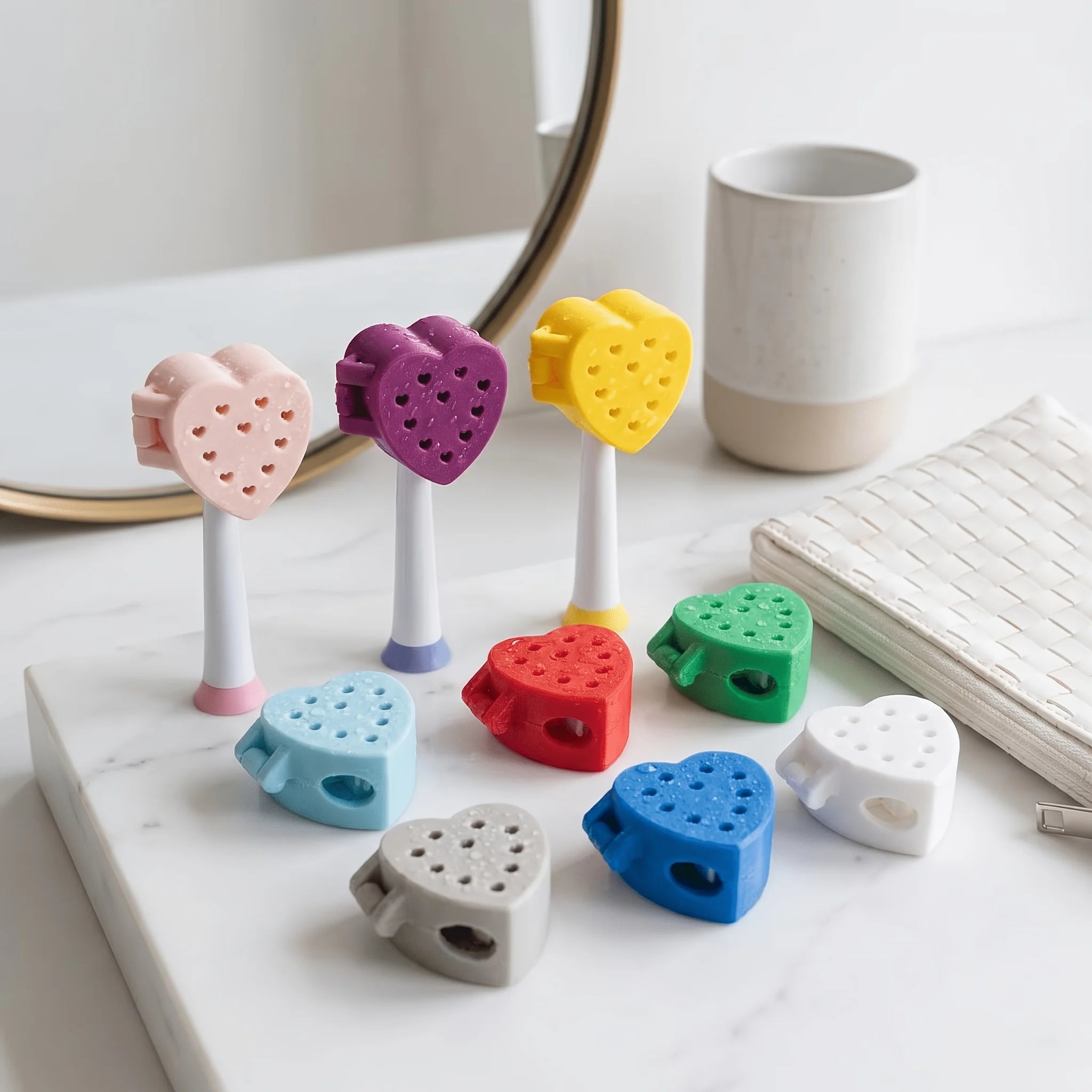 5pcs heart-Shaped Breathable Electric Toothbrush Head Protector, Travel Storage Case, Dust Cover, Lightweight