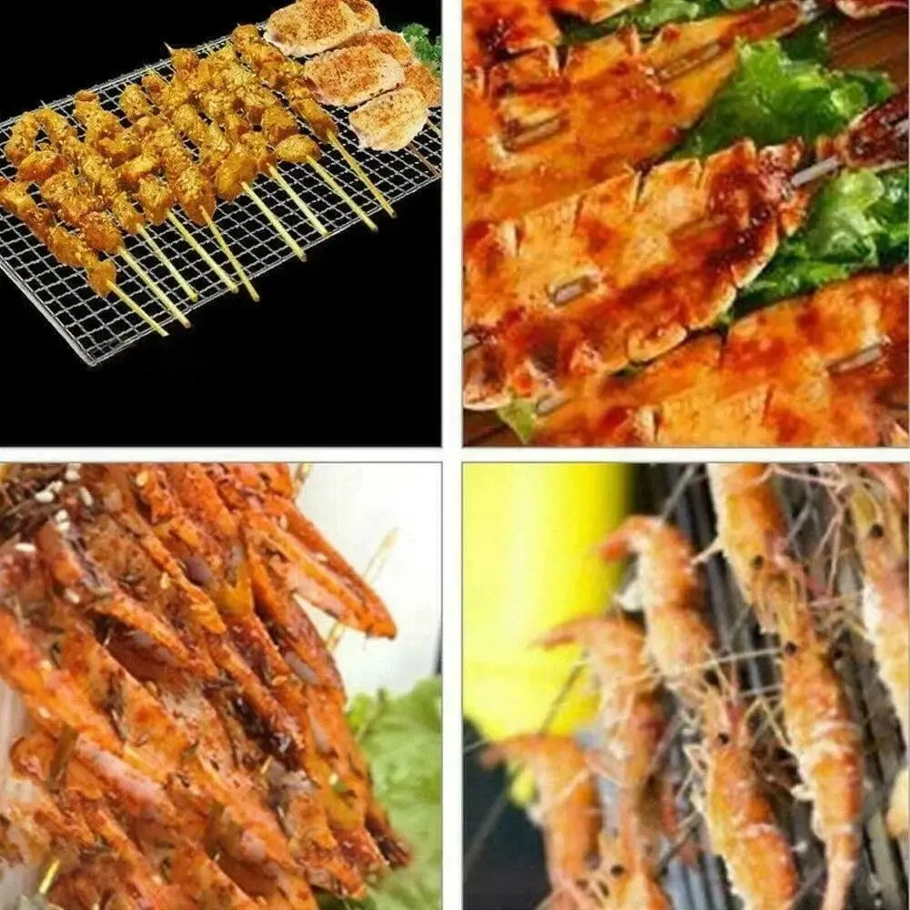 Durable Stainless Steel Fish Grilling Rack Double-sided Square BBQ Grill Thickened High Temperature Resistant Meat Grilling Rack
