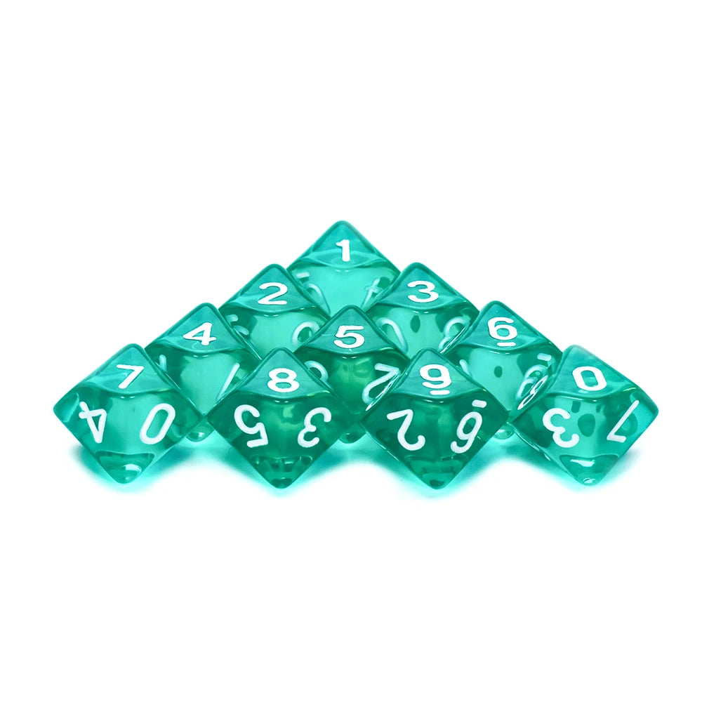 Board Game D10 Dice 10pcs Digital 0-9 Polyhedral Dice for Table Role Playing Game DND COC