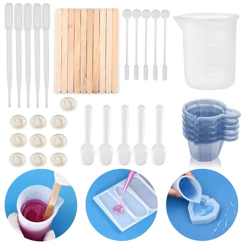 DIY Jewelry Making Tools Measuring Cup Wooden Sticks Droppers Stirring Rod Epoxy Resin Mixing Supplies Tool Handmade Accessories