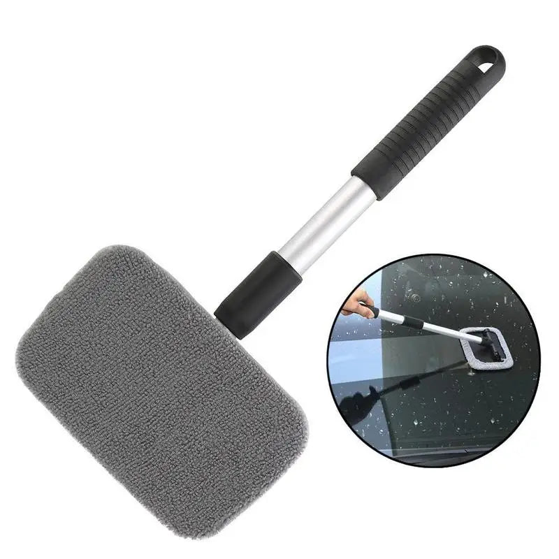 Car Windshield Glass Cleaner Microfiber Car Window Cleaning Brush Extendable Handle Interior Exterior Car Wash Tools Set