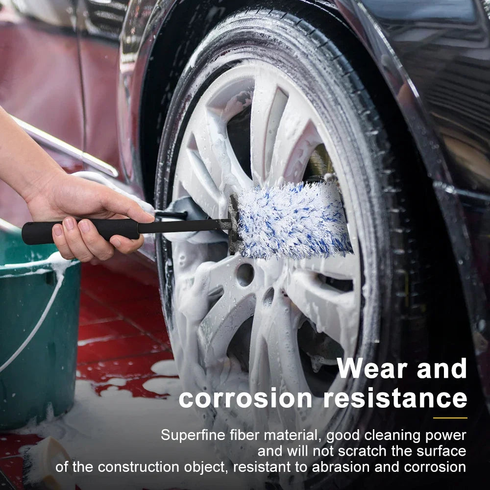 New Removable Ultra Soft Flat Microfiber Wheel Brush Thin Wheel Cleaning Brush Car Wash & Cleaning Supplies for Car Care Washing
