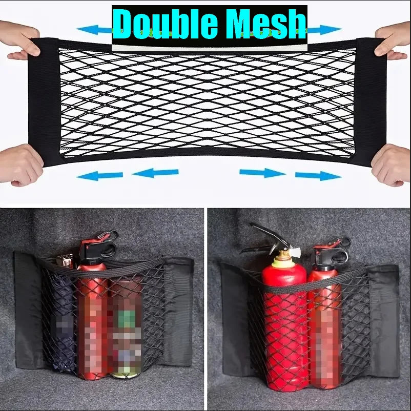 Universal Car Storage Bag Double Mesh Trunk Storage Net Car Built-in Storage Bag Car Fixed Net Anti-Slip