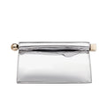 Large Silver Curled Edge Folding Handbag Fashion Premium Metalic Single Shoulder Crossbody Bag High Texture Leather Clutch Bag