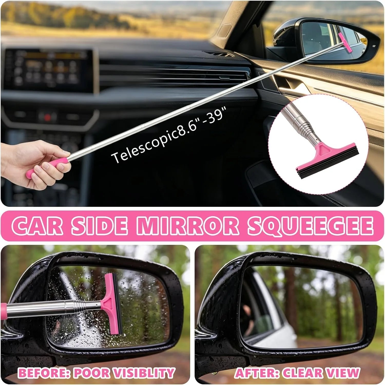 Pink Car Cleaning Kit, All in One Car Wash Tools, Car Vacuum Cleaner with Detailing Brushes, For Women Car Accessories, Car Inte