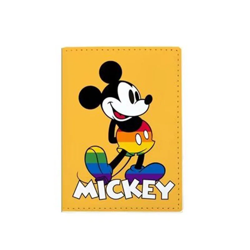 Disney Mickey Minnie Women Girls Travel Accessories Passport Cover Holder PU Leather Unisex ID Bank Card Holders Wedding Gifts