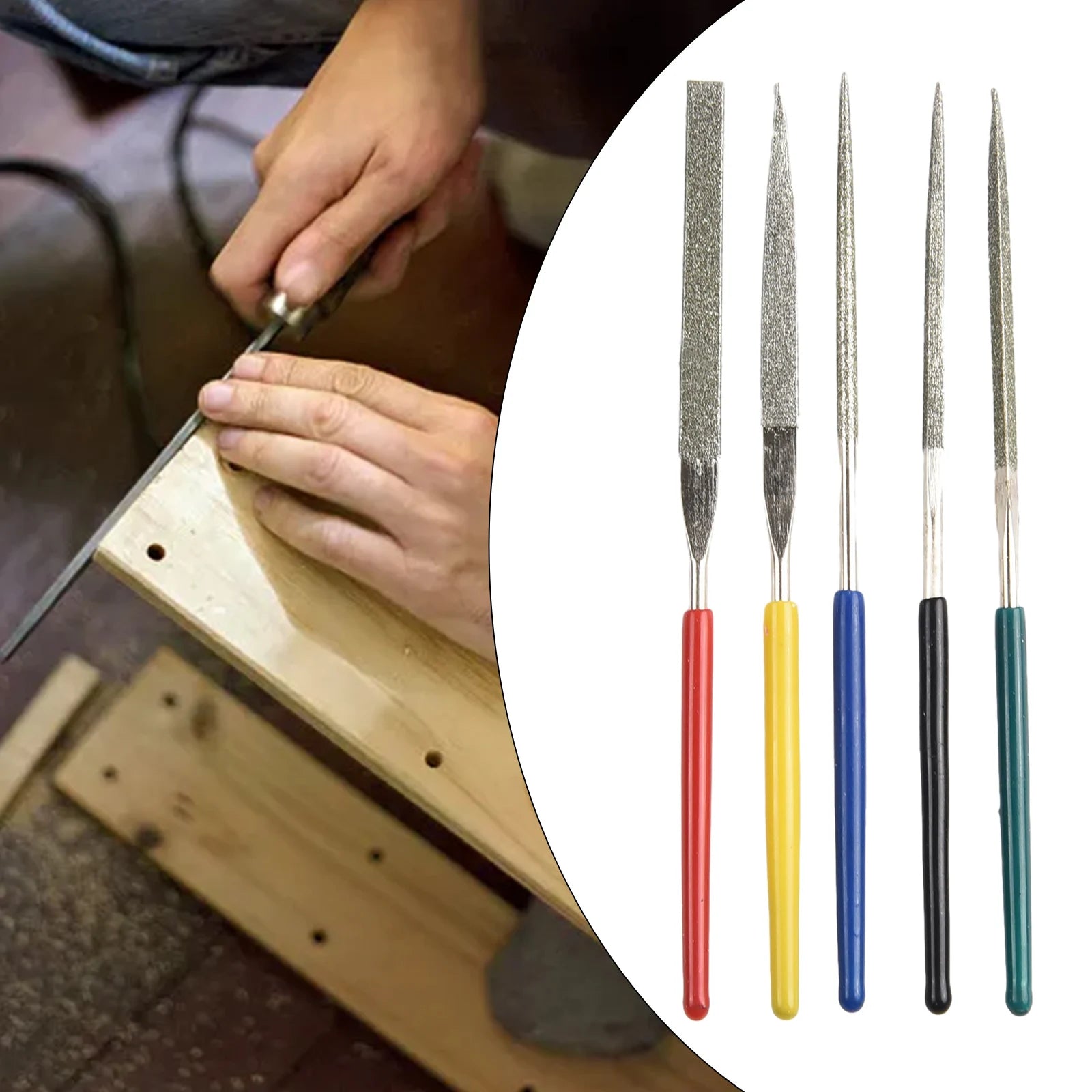 5Pcs Small Diamond-Files Needle Set 2×100mmMini Needle File Kit Pocket Diamond-Files DIY Woodworking Hand Tools