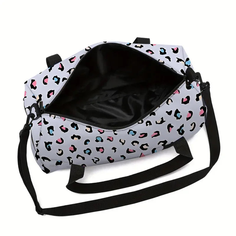 Leopard Spot Large Capacity Luggage Bag For Boy/Girl Children Best Gift 2D Flat Cartoon Leisure Travel Duffels Bag Fitness Bag