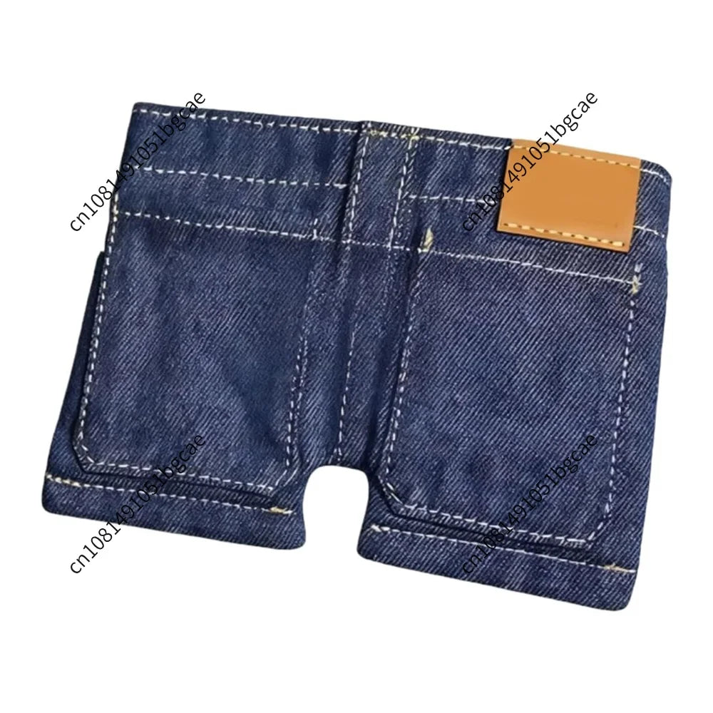 Pocket Pants Mini Jeans Wallet Lightweight Compact Folding Card Holder Funny Jorts Style Denim Shorts Purse for Novelty Gag Gift