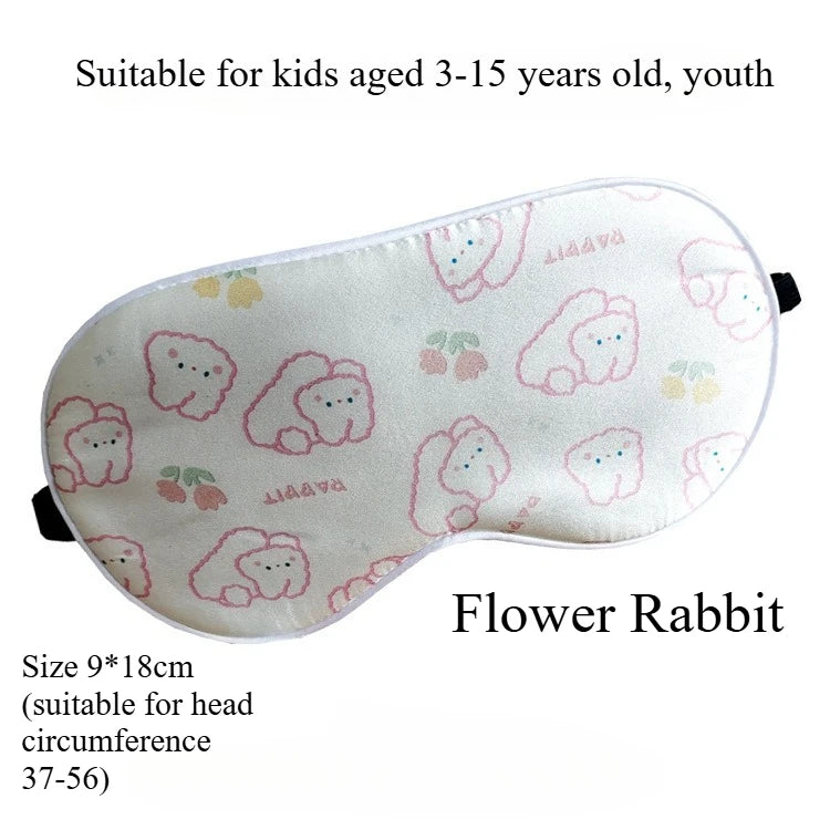 Kids Cartoon Silk Sleep Eye Mask,100% Silk16 Momme Adjustable Elastic Strap Full Blackout Eye Cover for 3-15 Years Old Children