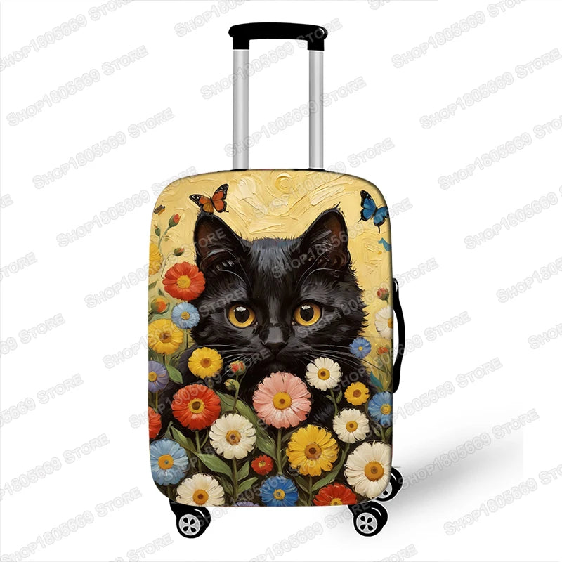 Oil Painting Van Gogh Black Cat Luggage Covers for Travel The Starry Night Suitcase Covers Trolley Case Protective Cover Gift