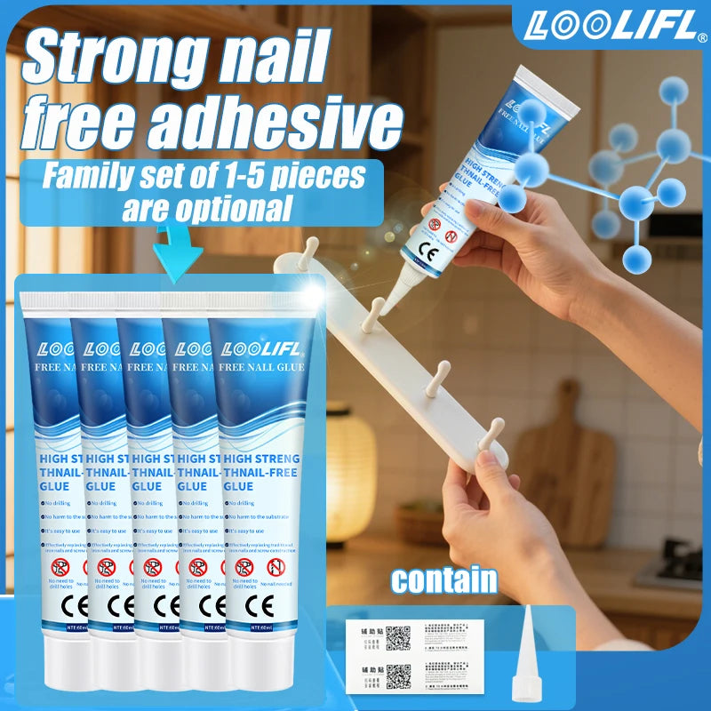 No need to drill holes, strong universal nail free waterproof multi-functional super adhesive, suitable for wall metal mirror ba
