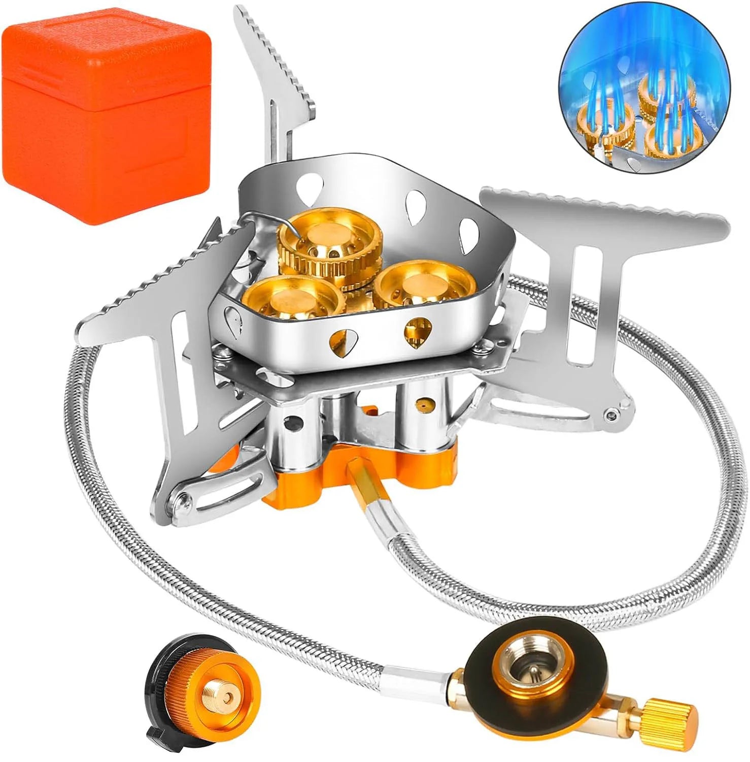 9900W Big Power Camping Gas Stove Portable Outdoor Windproof Stove Camping Picnic Survive Burner Foldable Hiking Gas Stove