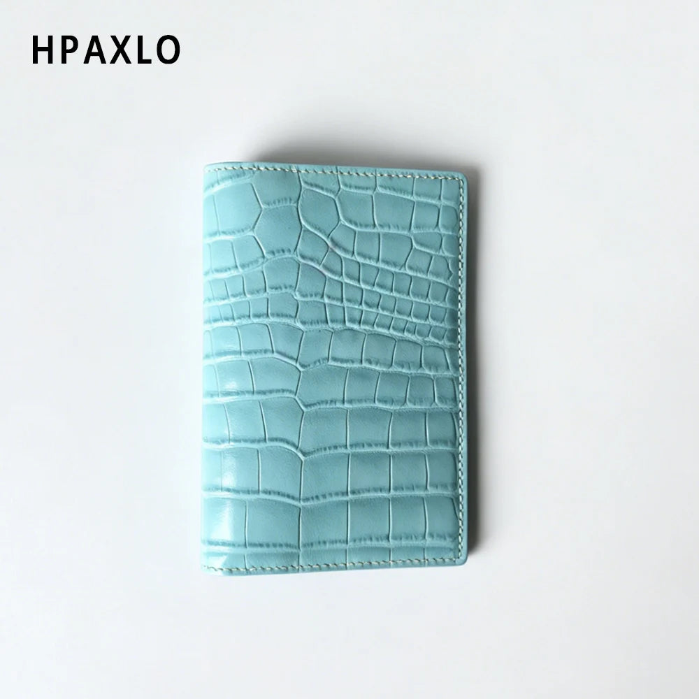 Genuine For Crocodile Embossed Leather Passport Holder Travel Wallet RFID Blocking Himalayan Style Luxury New Passport Holder