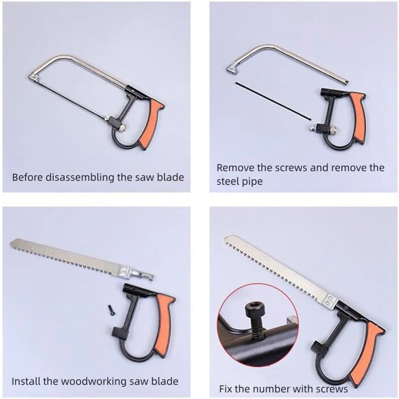 Hacksaw Set, 12 inch Steel Saw with Replaceable Saw Blades and Metal Miter, 3pcs Handsaws (Hacksaw Frame, Mini Hacksaw) for Wood