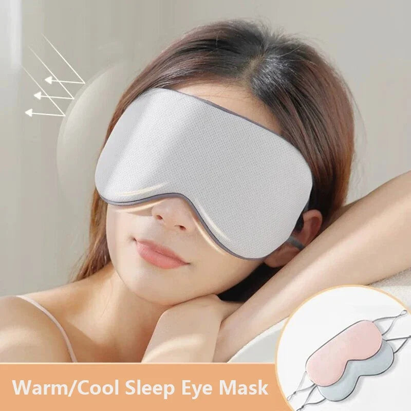 Sleep Mask Warm Cold Dual-Use Soft Silk Eye Mask Night Blackout Blindfold Eye Shade with Adjustable Elastic Strap Travel Shade