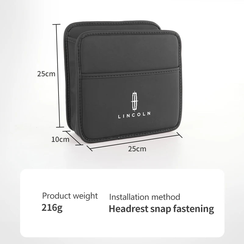 Car Seat Storage Bag Chair Back Water Cup Tissue Storage Box For Lincoln Mondeo MKC MKZ MKX MKT Aviator Navigator