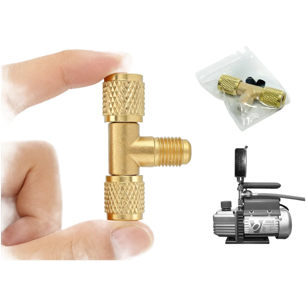 Copper For Vacuum Gauge Tee with 1/4 UNF Thread for Direct Fit For Vacuum Pump Applications and High Pressure Support
