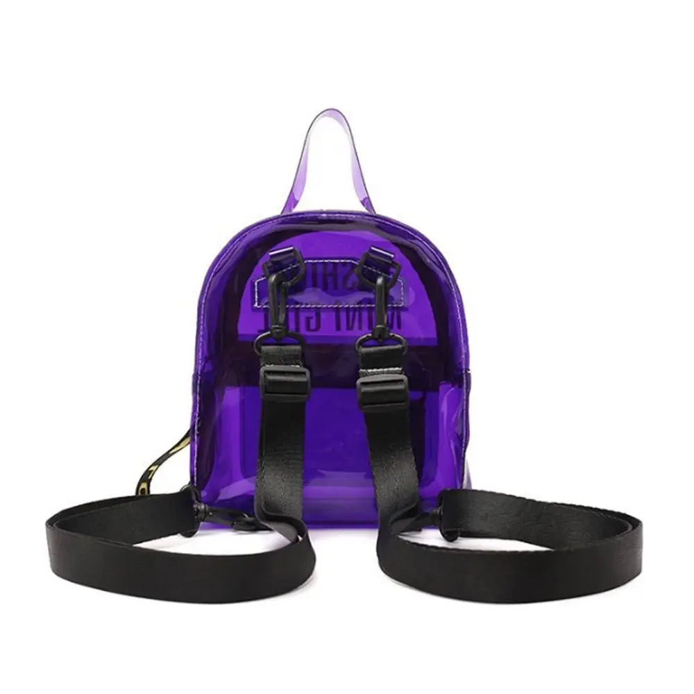 Transparent Laser Backpack for Women Candy Color Letter Fashion Mini Shoulder Bag PVC Jelly Small Schoolbag