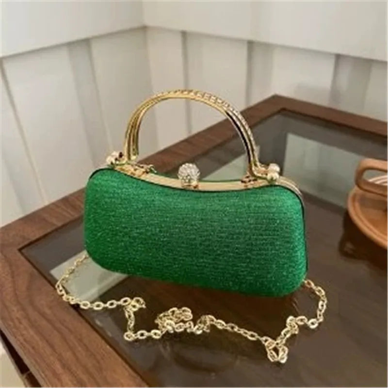 Shiny Mini Evening Bag, Rhinestone Chain Purse, Luxury Glitter Banquet Handbag, Perfect For Party, Wedding, Prom, Dinner/Banquet