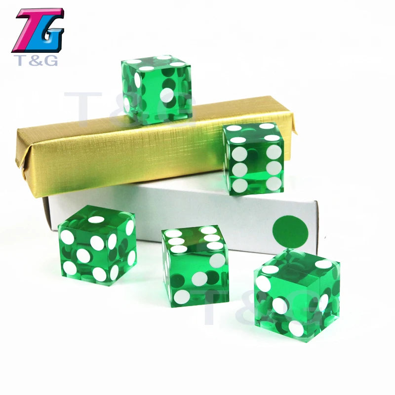 Precision Dice 19MM High-grade Acrylic TransparentSix Sided D6 Casino Sharp Straight Corners 5pcs