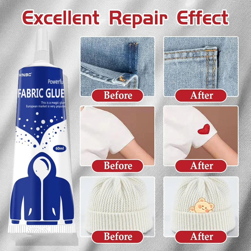 3/15/60/120ml Fabric Adhesive with Patch - Fast drying waterproof strong bonding seam repair adhesive for garment textiles