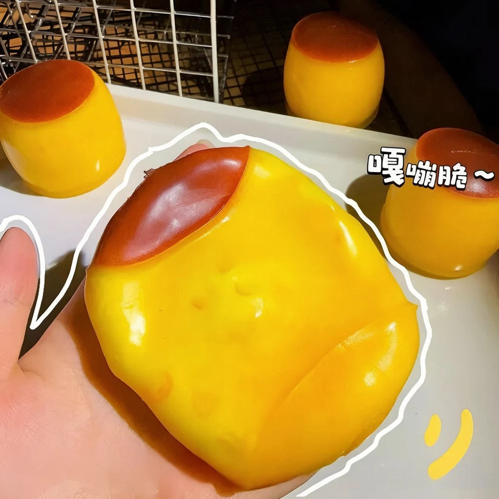 Creme Caramel Pudding Squishy Toy Stress Relief Sensory Fidget Toy Squeeze Anxiety Cute Gift for Kids Adults Birthday Party