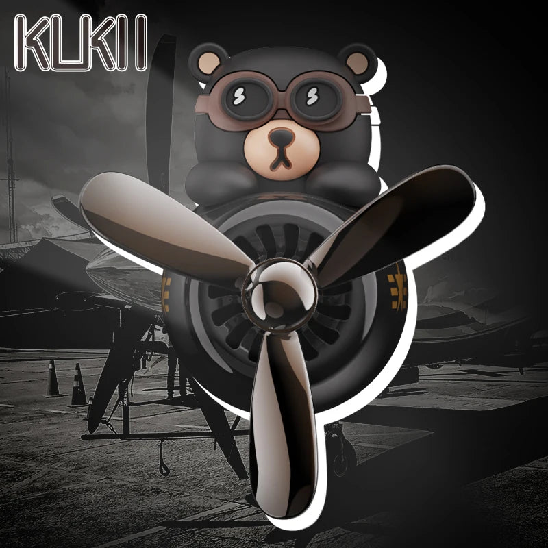 No perfume DIY fragrance cool fun pilot bear rotate propeller plane car ornament air vent pendant decorations interior accessory