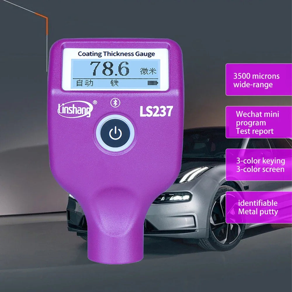 Linshang LS237 Car Paint Thickness Gauge Checking Auto Coating Identify Ferrous Putty with Three Color and Rotatable Screen